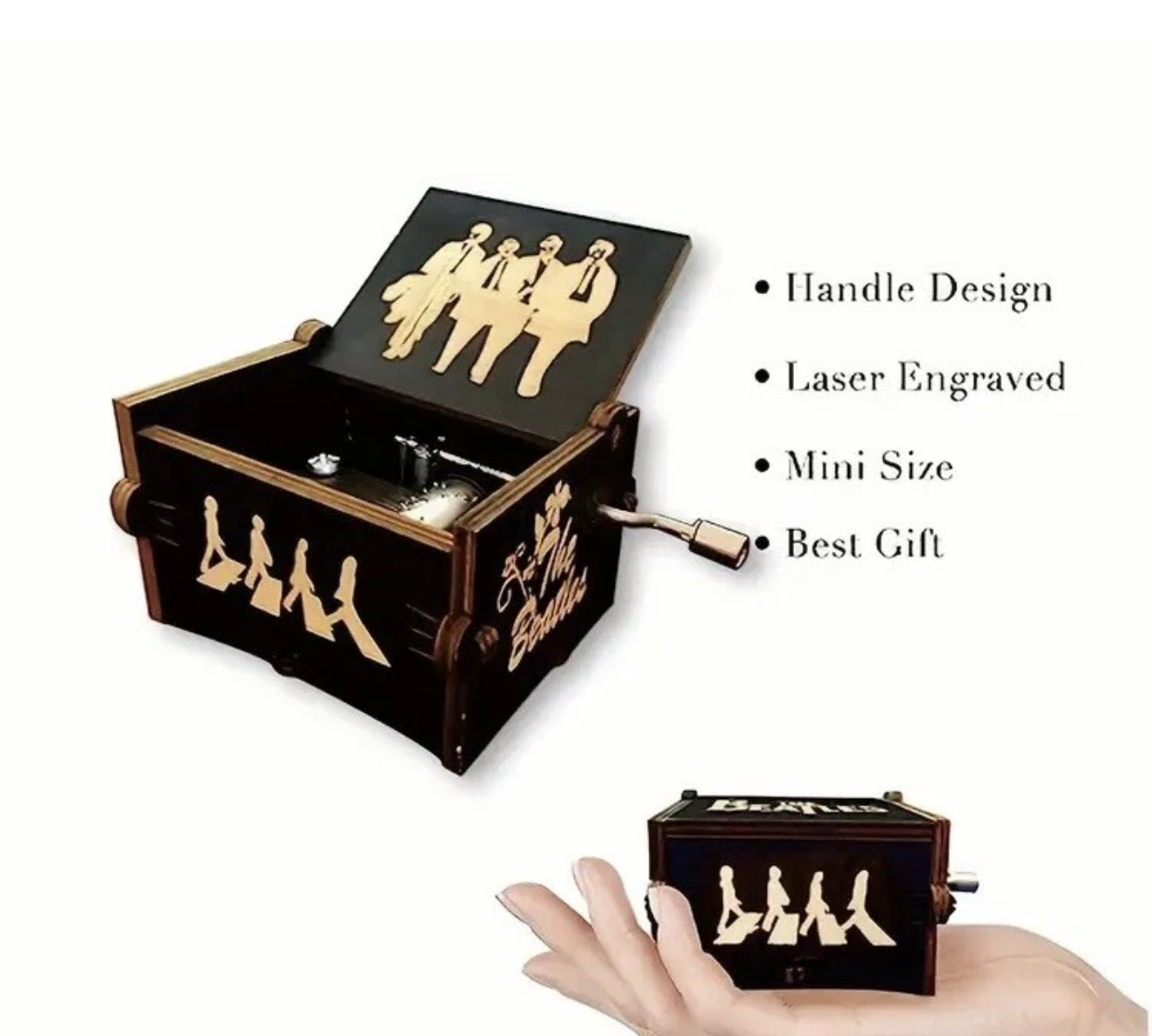 Wooden Music Box The Beatles - Let It Be - Wind-Up-Hand-Crank