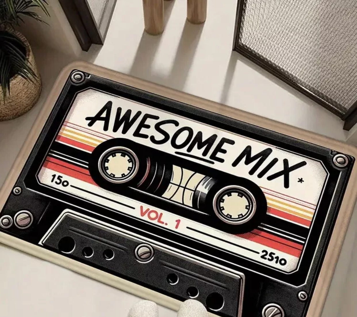 Cassette Tape Rug Floor Mat - Retro (L) 90x60cm