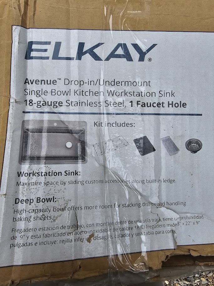 Elkay 33 in. Drop-In/Undermount Single Bowl 18-Gauge Stainless Steel Kitchen Workstation Sink