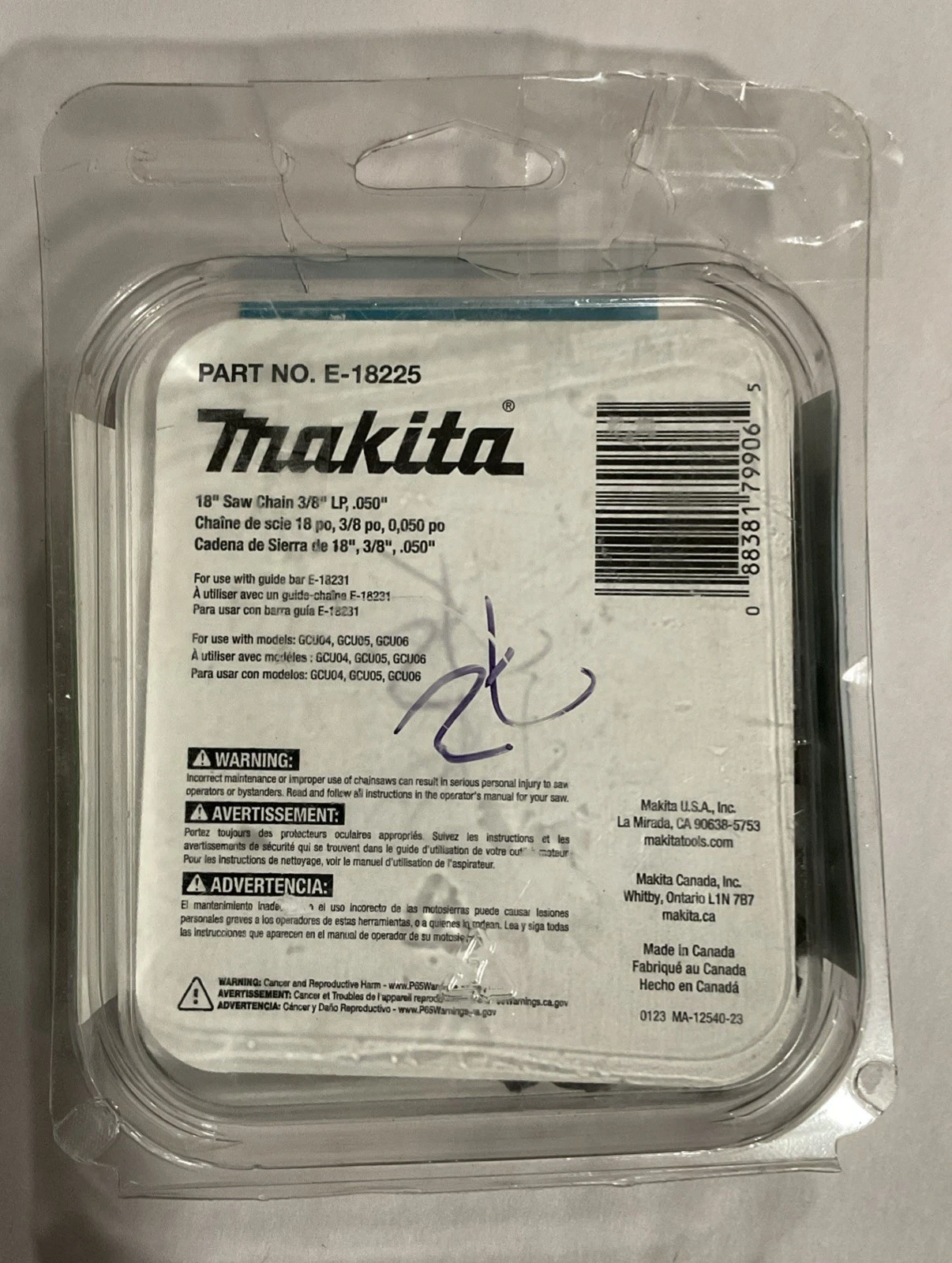Makita E-18225 18" Saw Chain 3/8" LP .050"