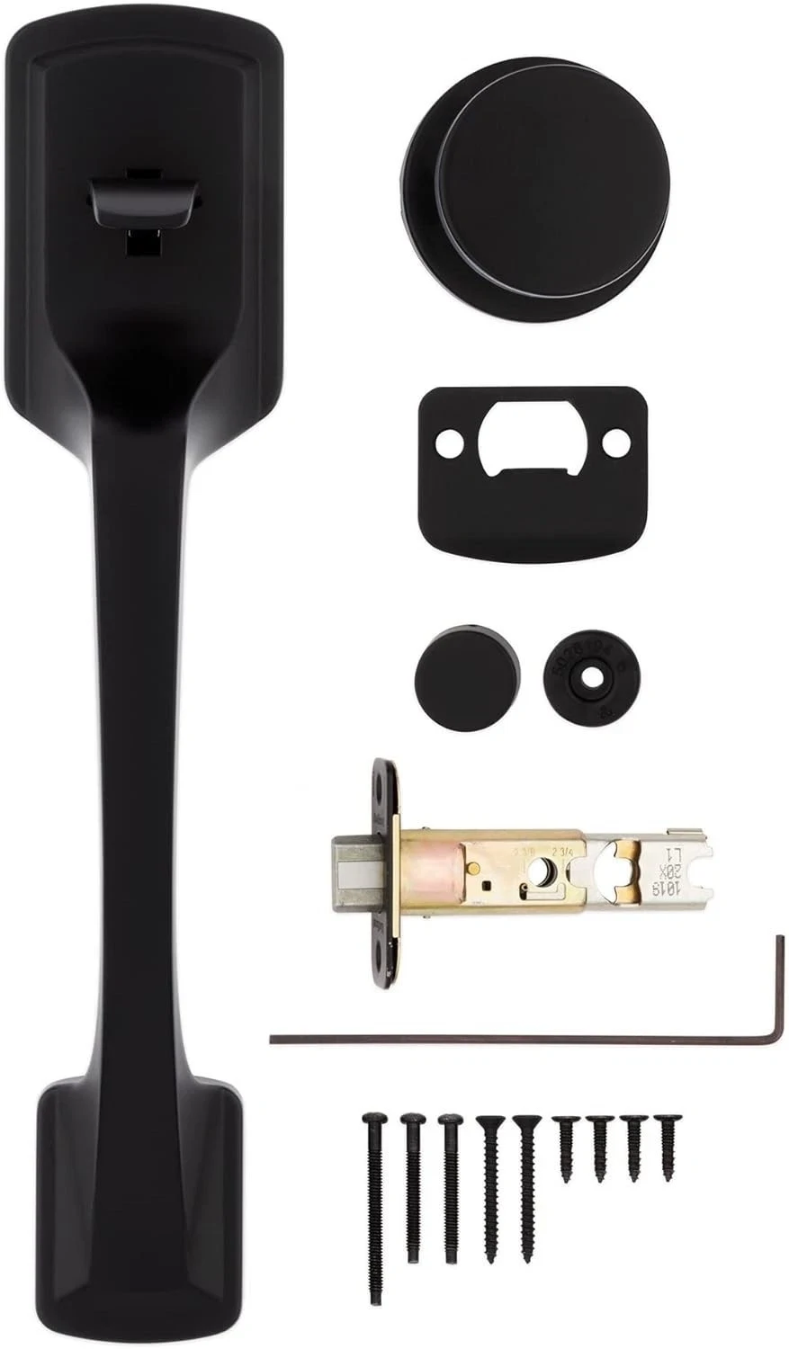 Kwikset Prague Matte Black Entry Door Handle Only with Pismo Door Knob No Lock