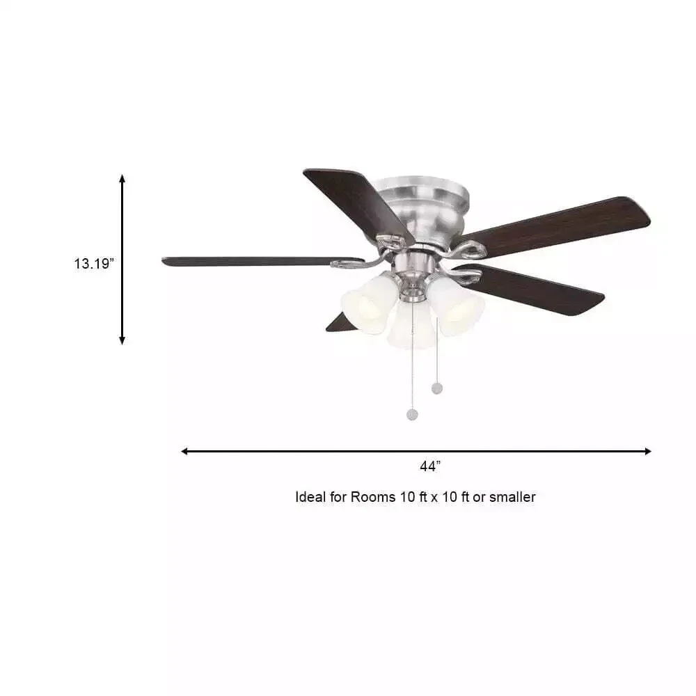 Clarkston II 44 in. LED Indoor Brushed Nickel Ceiling Fan with Light Kit