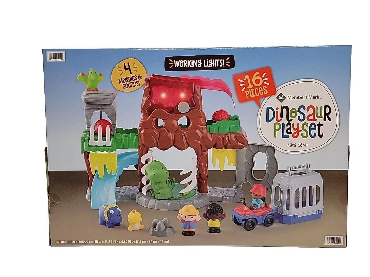 Member's Mark Dinosaur Playset Preschool 16 Pieces, 4 Melodies & Sounds