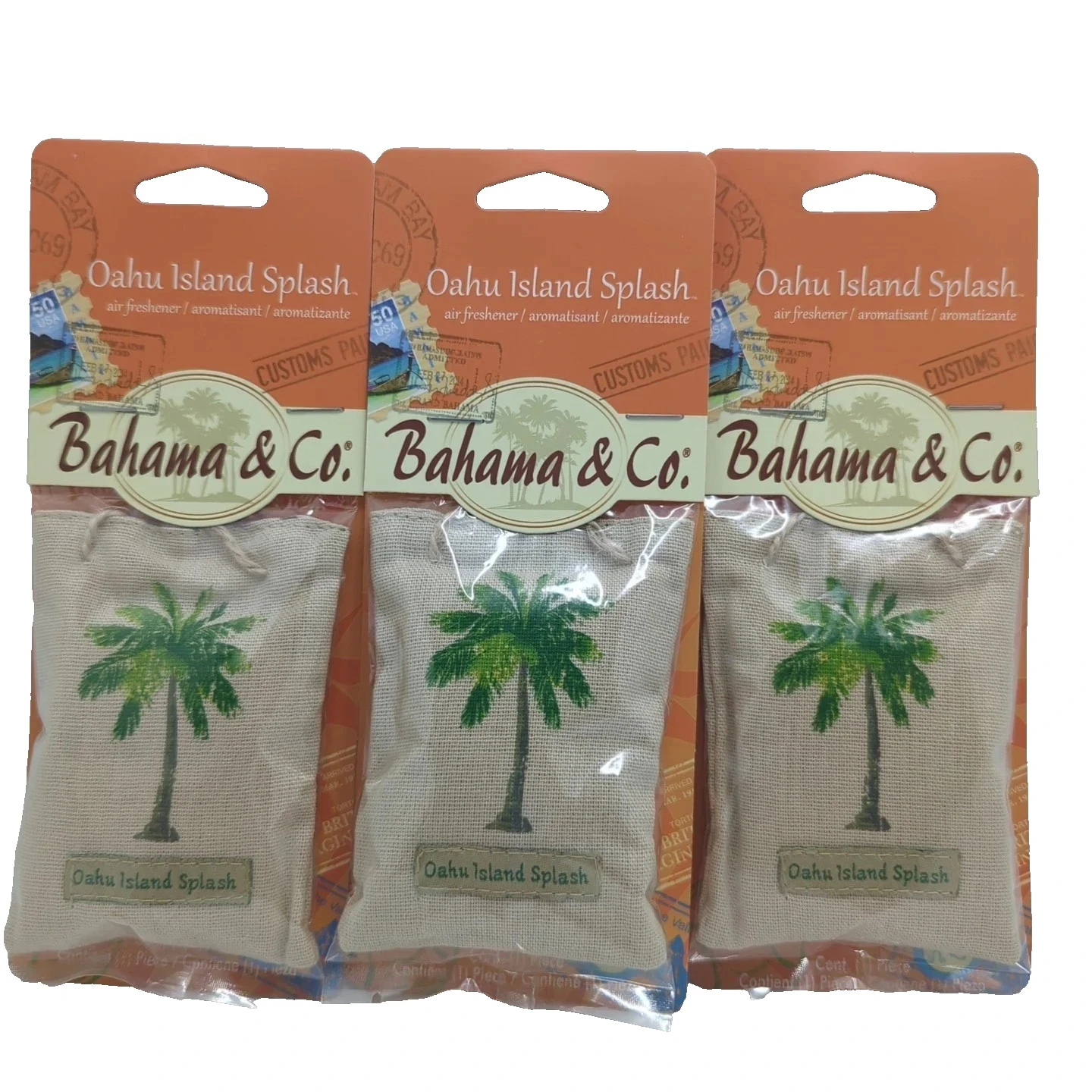 3 Pack Bahama & Co. Oahu Island Splash Automotive Air Freshener