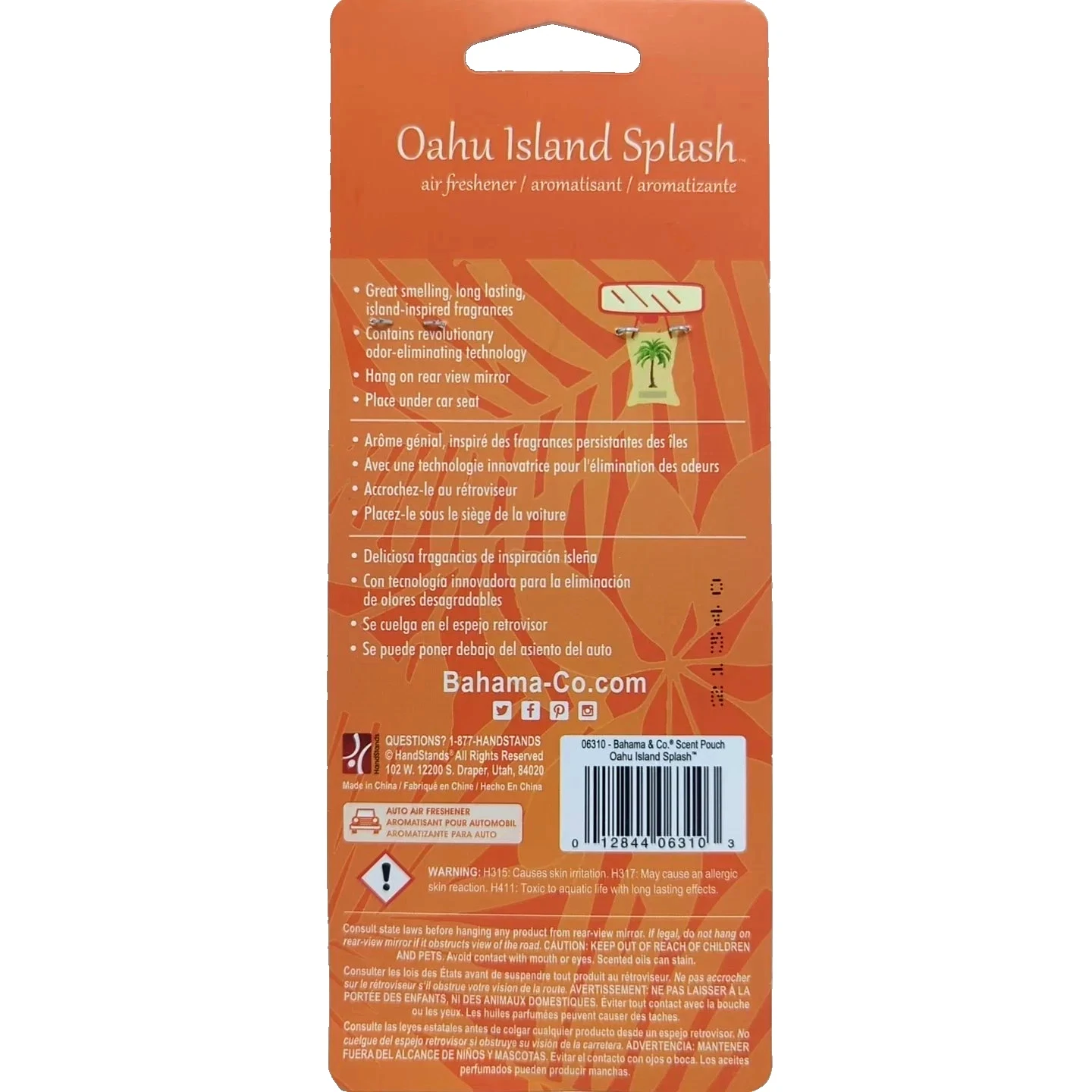 3 Pack Bahama & Co. Oahu Island Splash Automotive Air Freshener