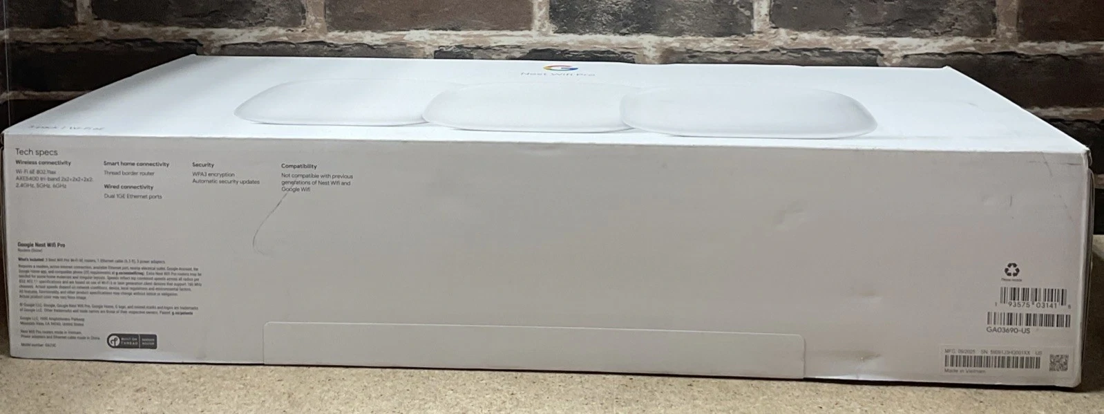 Google Nest WiFi Pro 6E Mesh Routers 3 Pack AEX5400 New Sealed in Box