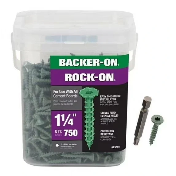 Backer-On Rock-On Star Drive Serrated Head Cement Board Screws 1 1/4" (750-Pack)