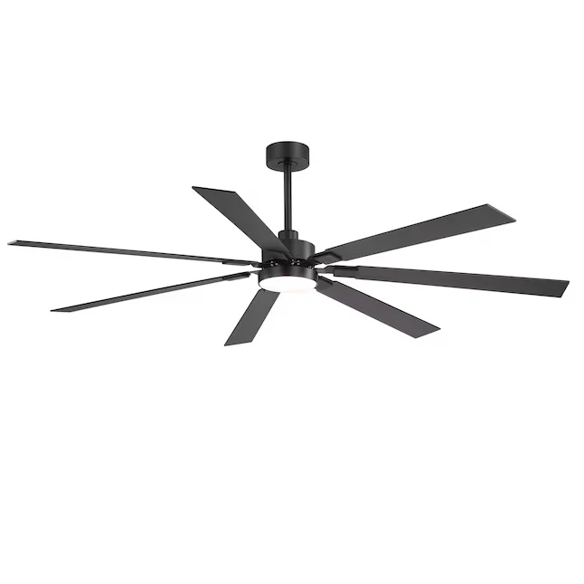 Breezary 7 Blade 72 in. 6 Speed LED Ceiling Fan in Black with Remote Control