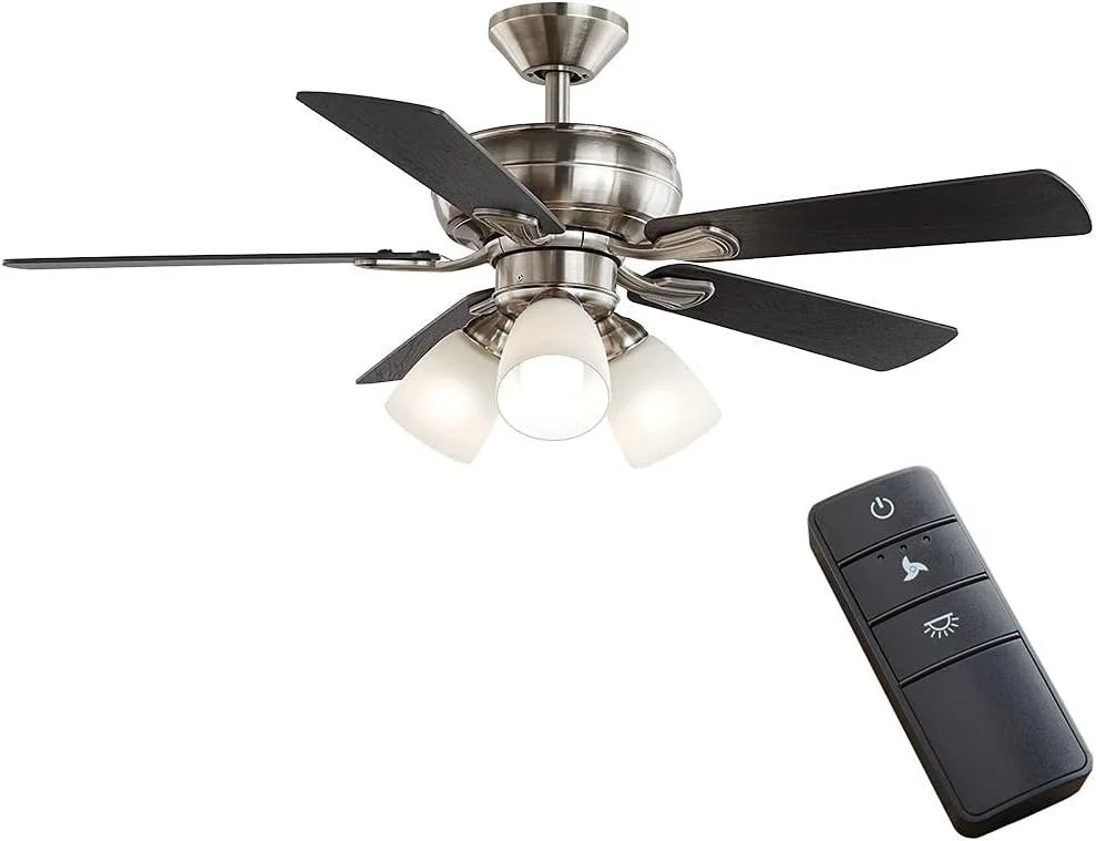 Hampton Bay Riley 44 in. Indoor LED Brushed Nickel Ceiling Fan with Remote Open Box