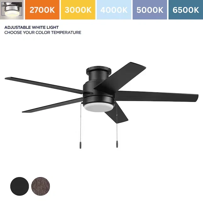 Harbor Breeze Fairbanks 52" Matte Black Indoor/Outdoor LED Ceiling Fan