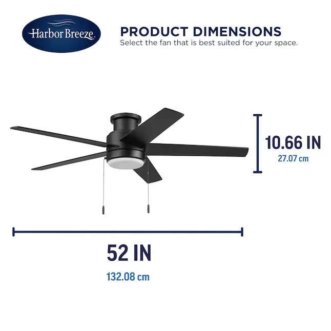 Harbor Breeze Fairbanks 52" Matte Black Indoor/Outdoor LED Ceiling Fan
