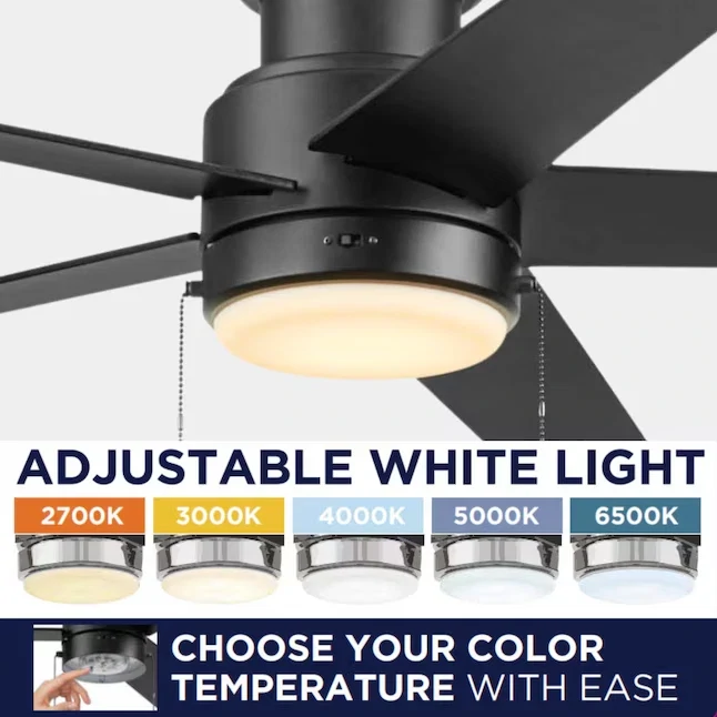 Harbor Breeze Fairbanks 52" Matte Black Indoor/Outdoor LED Ceiling Fan