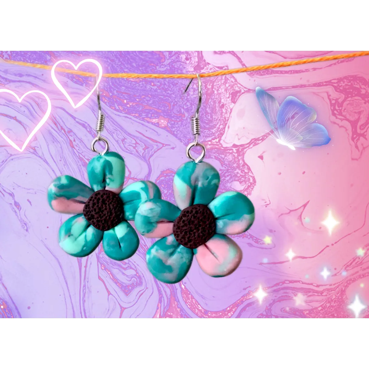 Marble Flower Earrings