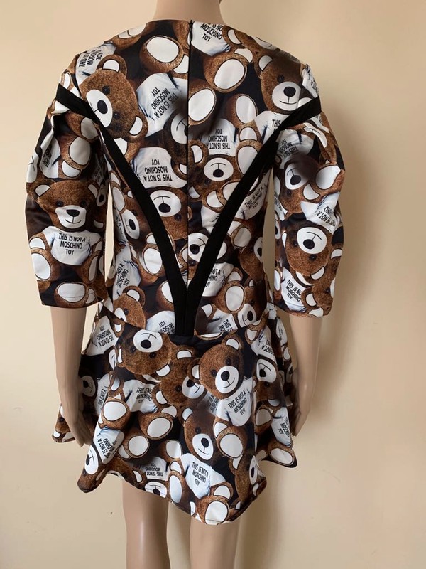 Mochino style dress with bears