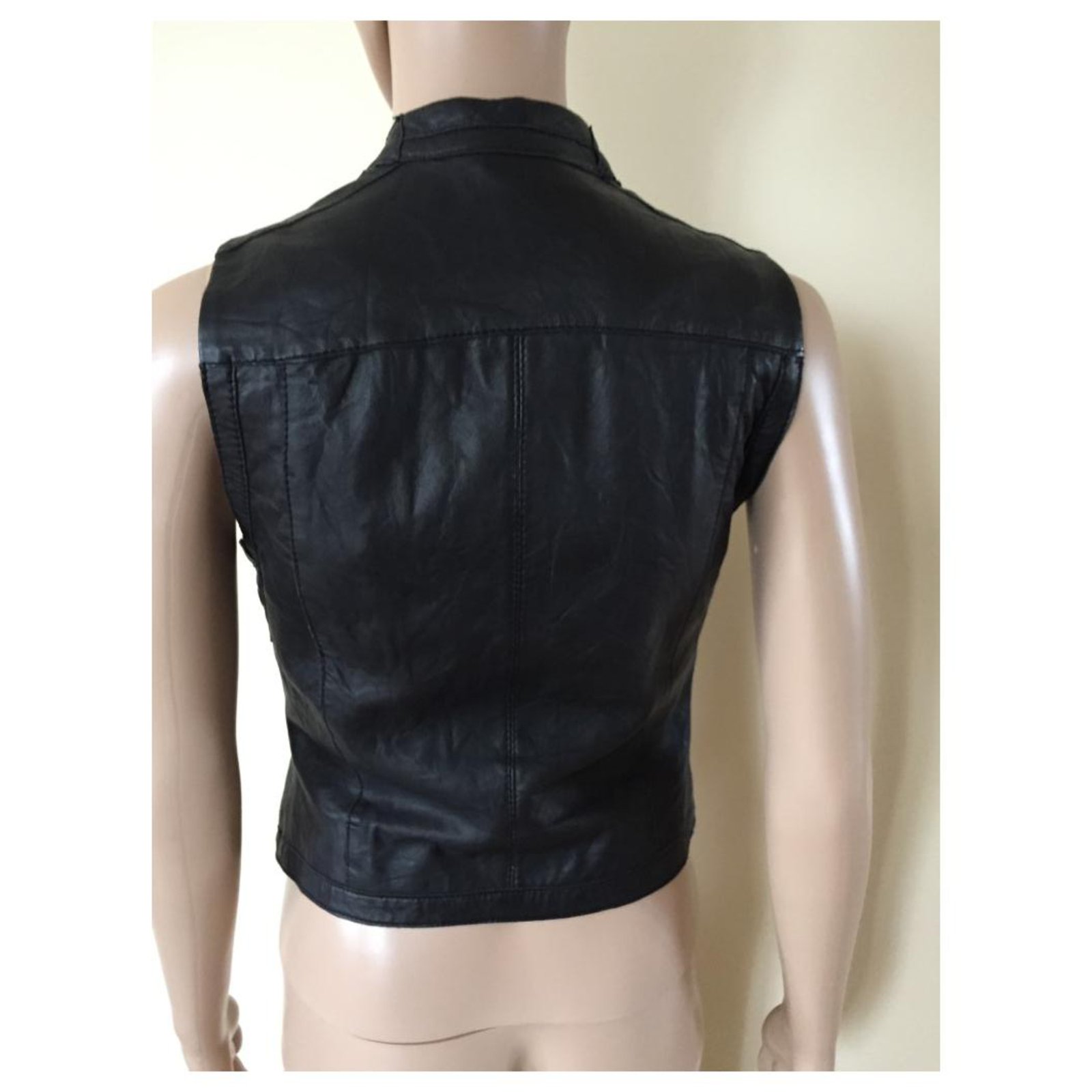 Warehouse genuine leather biker vest