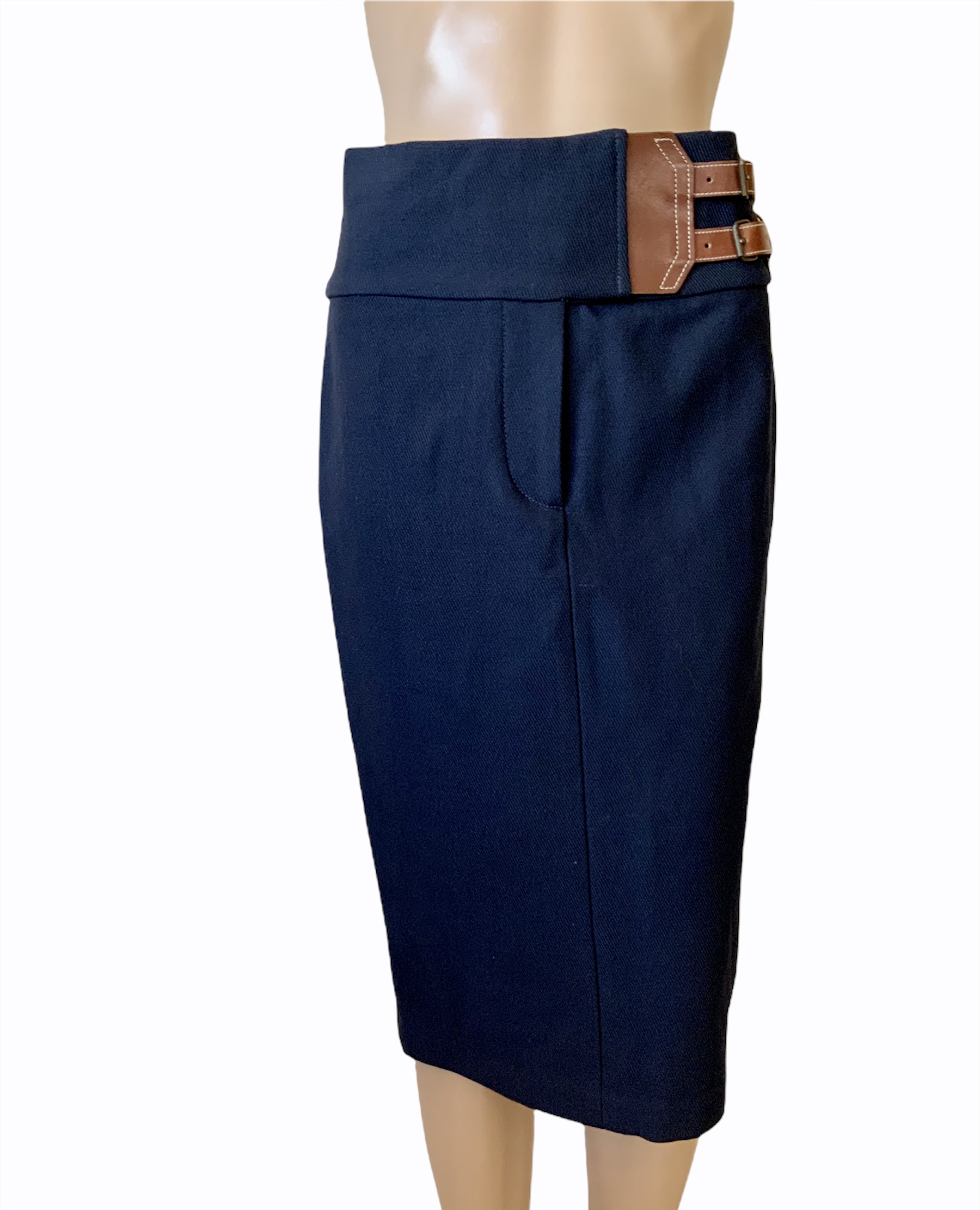 Ralph Lauren wool blue midi skirt