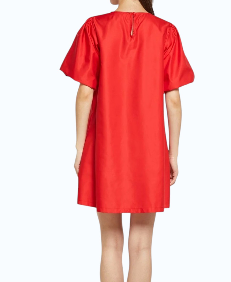 Vila mini red dress with puffed sleeves