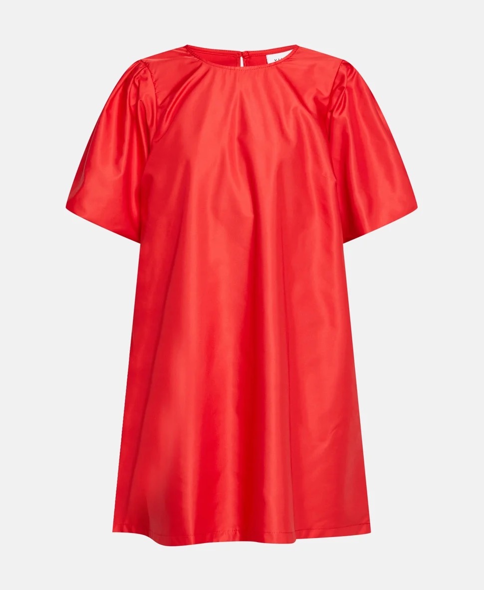 Vila mini red dress with puffed sleeves