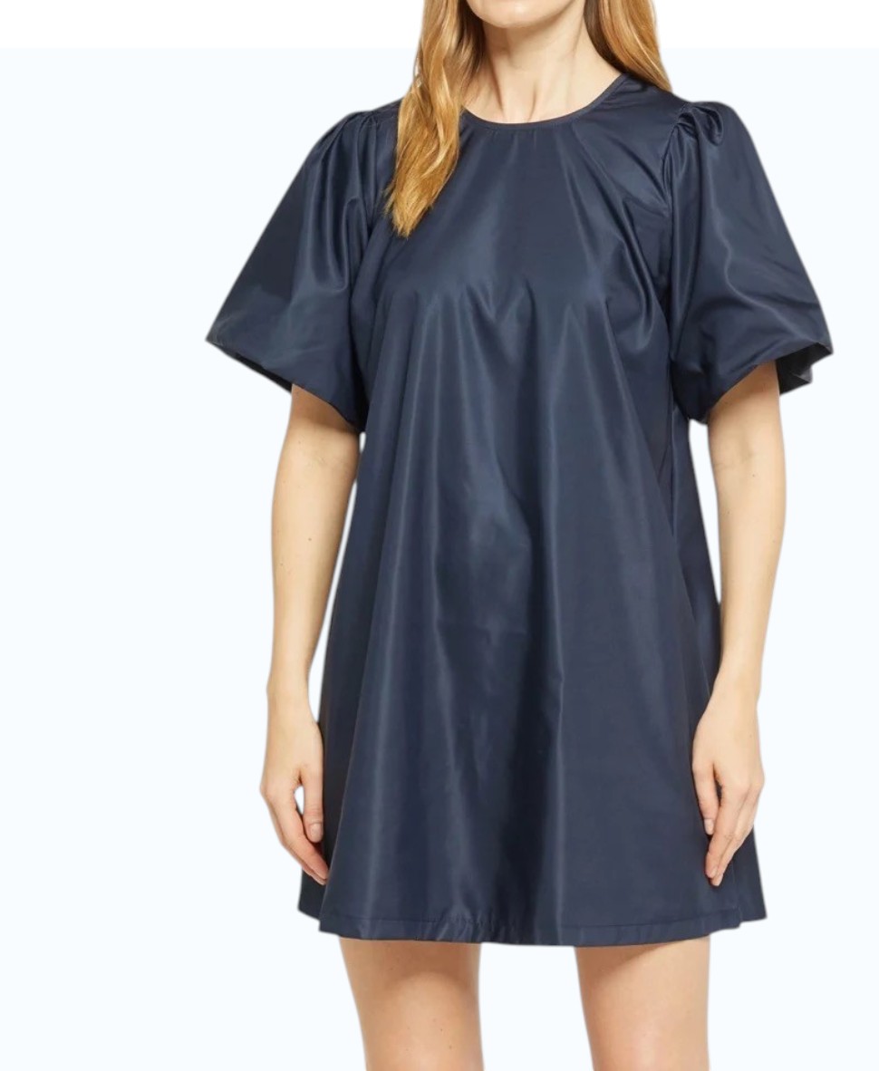 Vila mini blue dress with puffed sleeves.