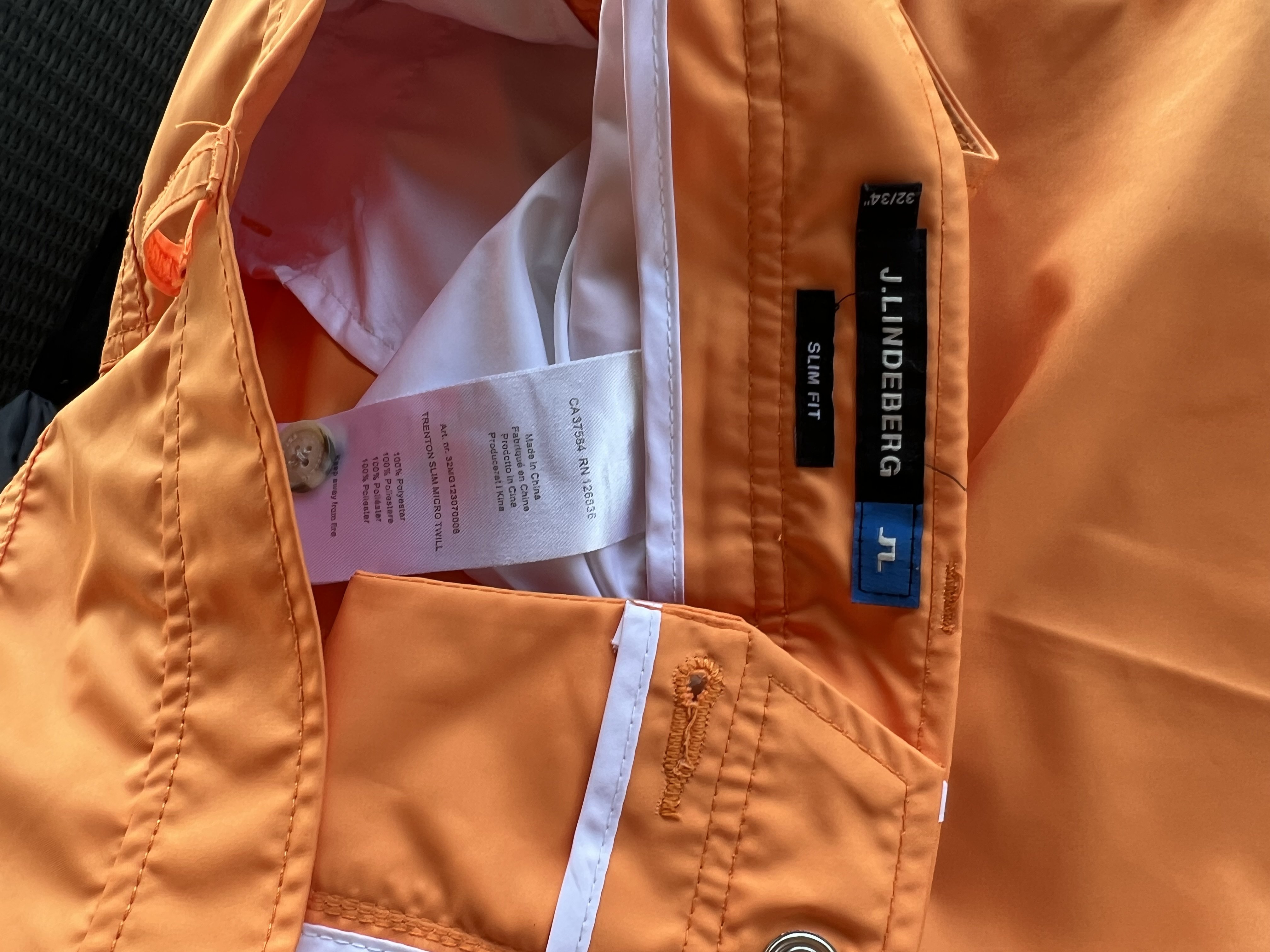 LINDEBERG Men's Slim Fit Orange Pants, size W32" x L34"