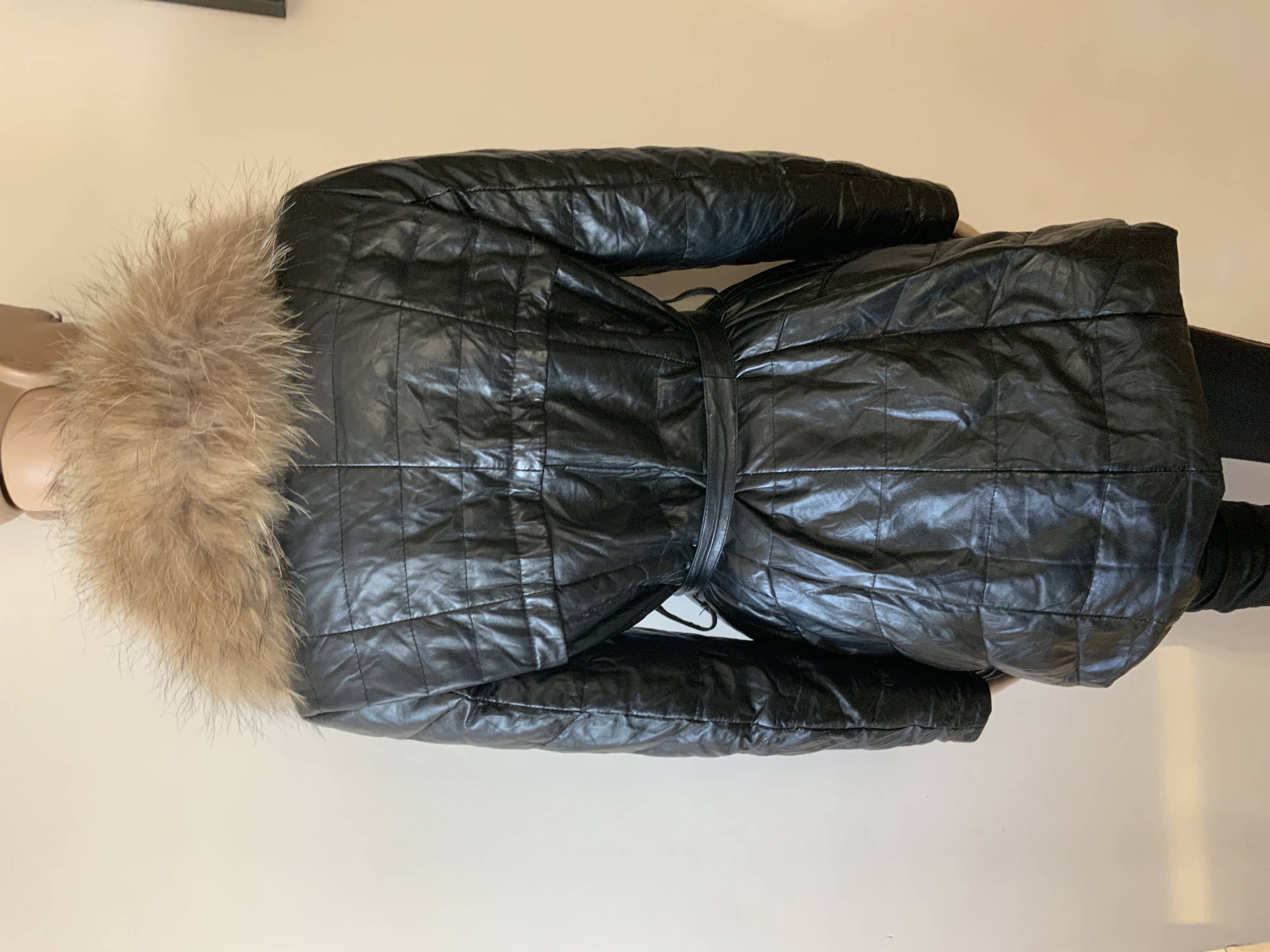 Genuine leather down womens's coat