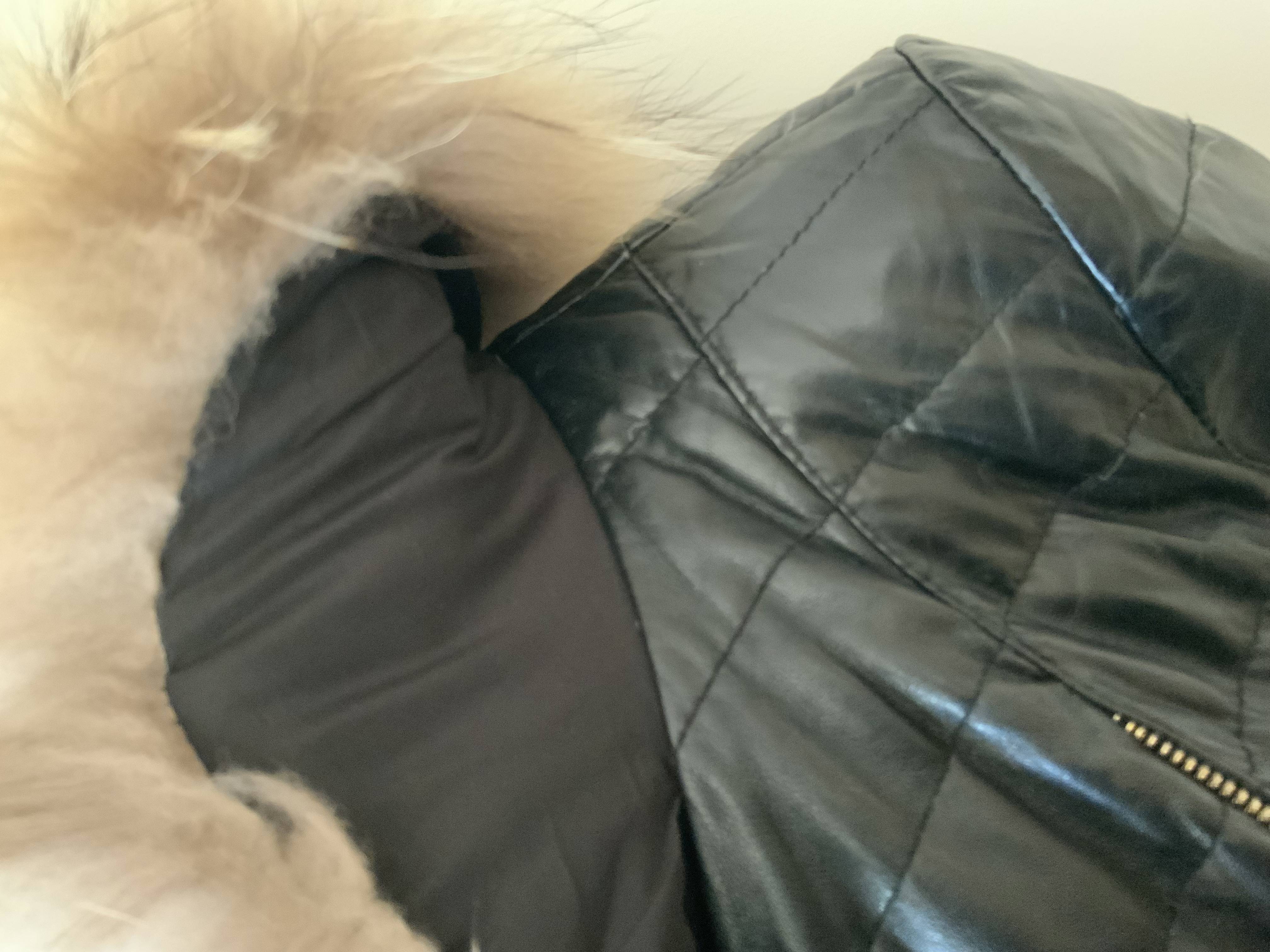 Genuine leather down womens's coat