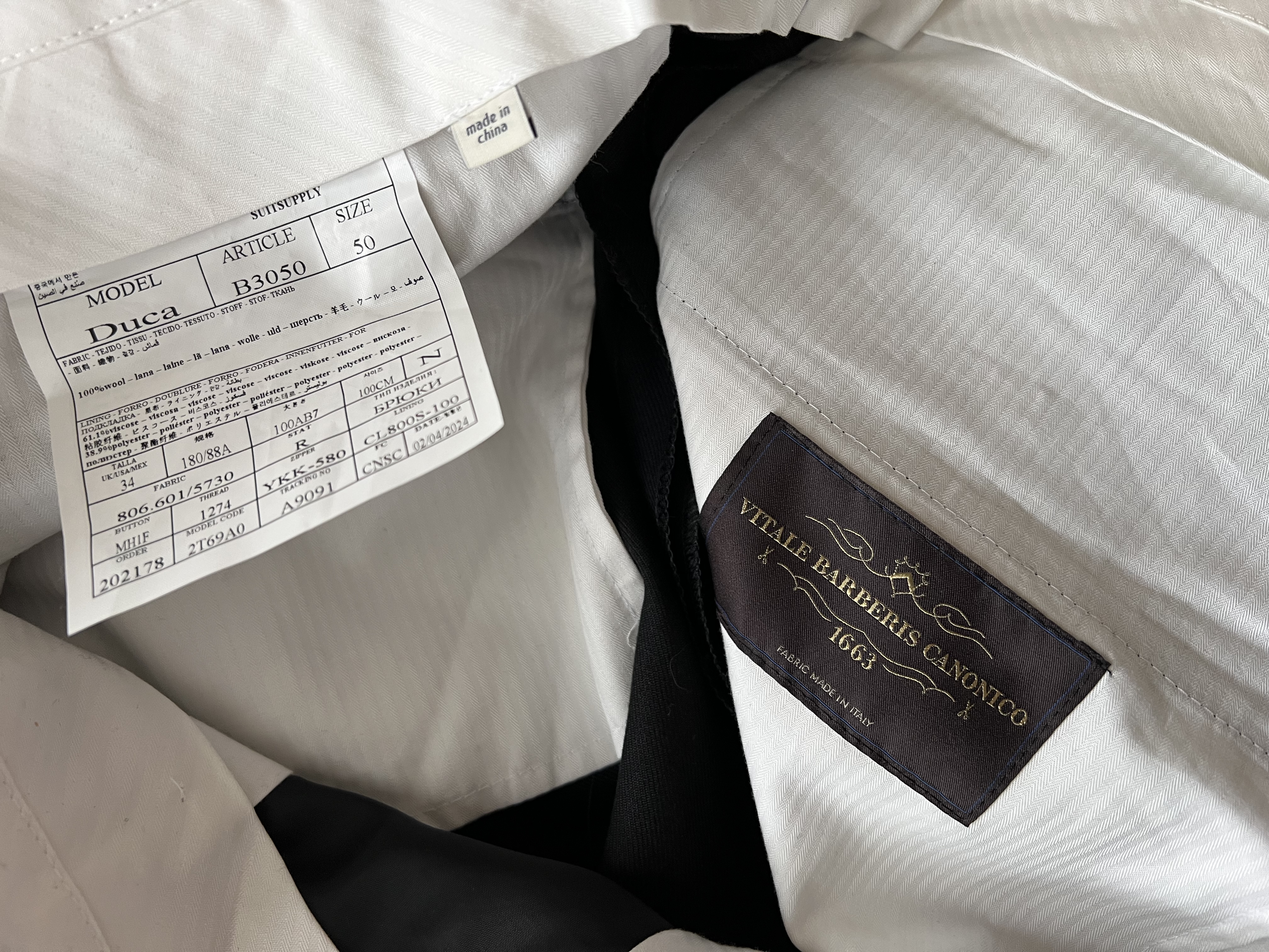 Vitale Barberis Canonico 1663  tailored Duca pants
