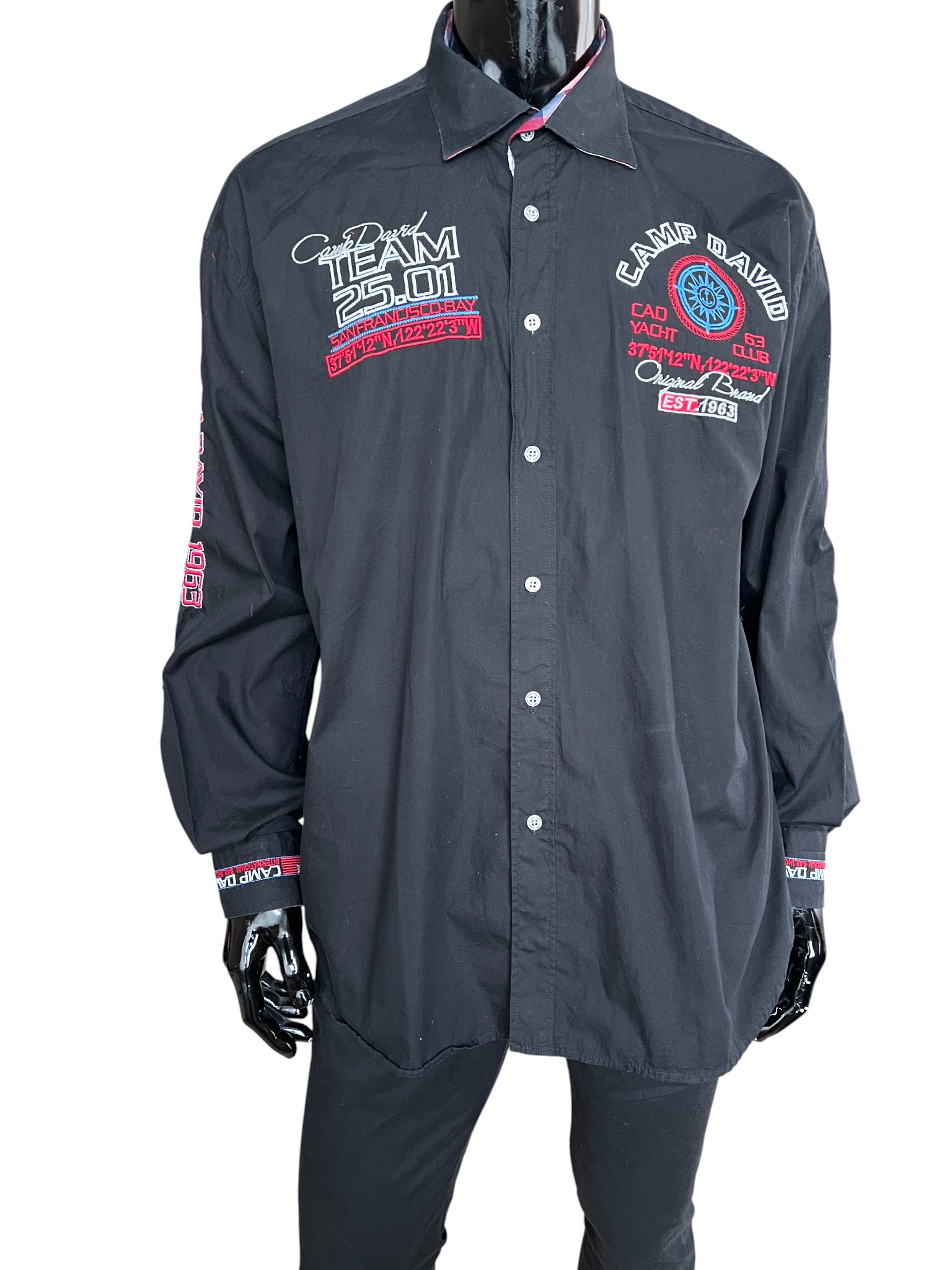 Camp David Shirt. Black with various embellishments.