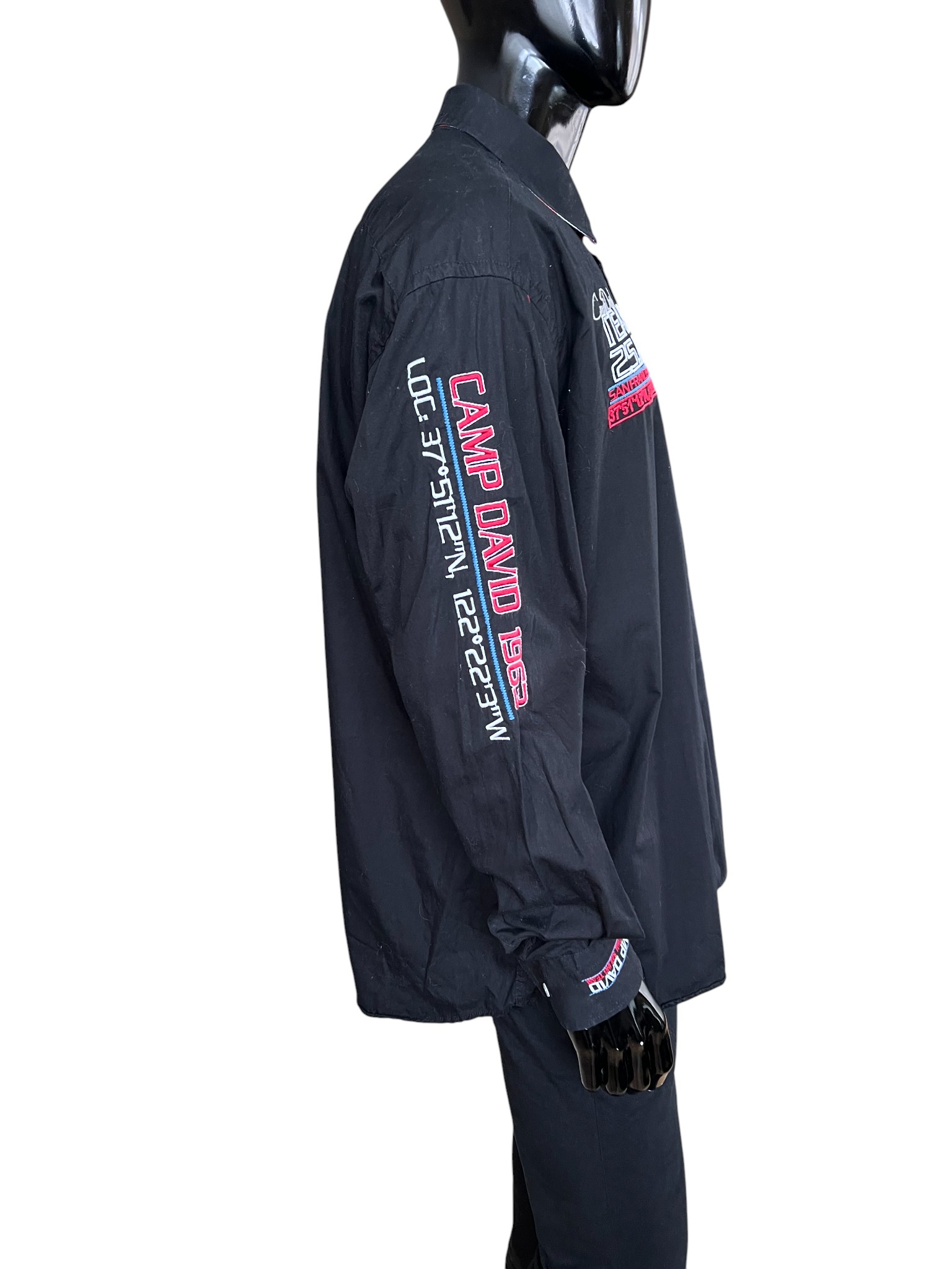 Camp David Shirt. Black with various embellishments.