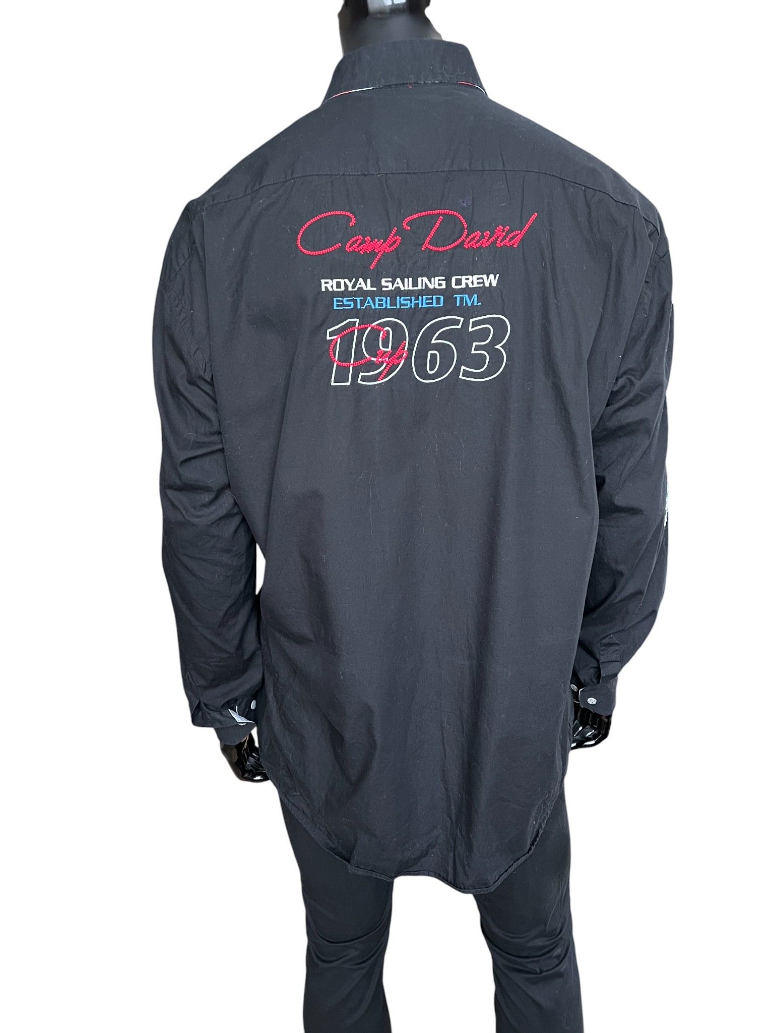 Camp David Shirt. Black with various embellishments.