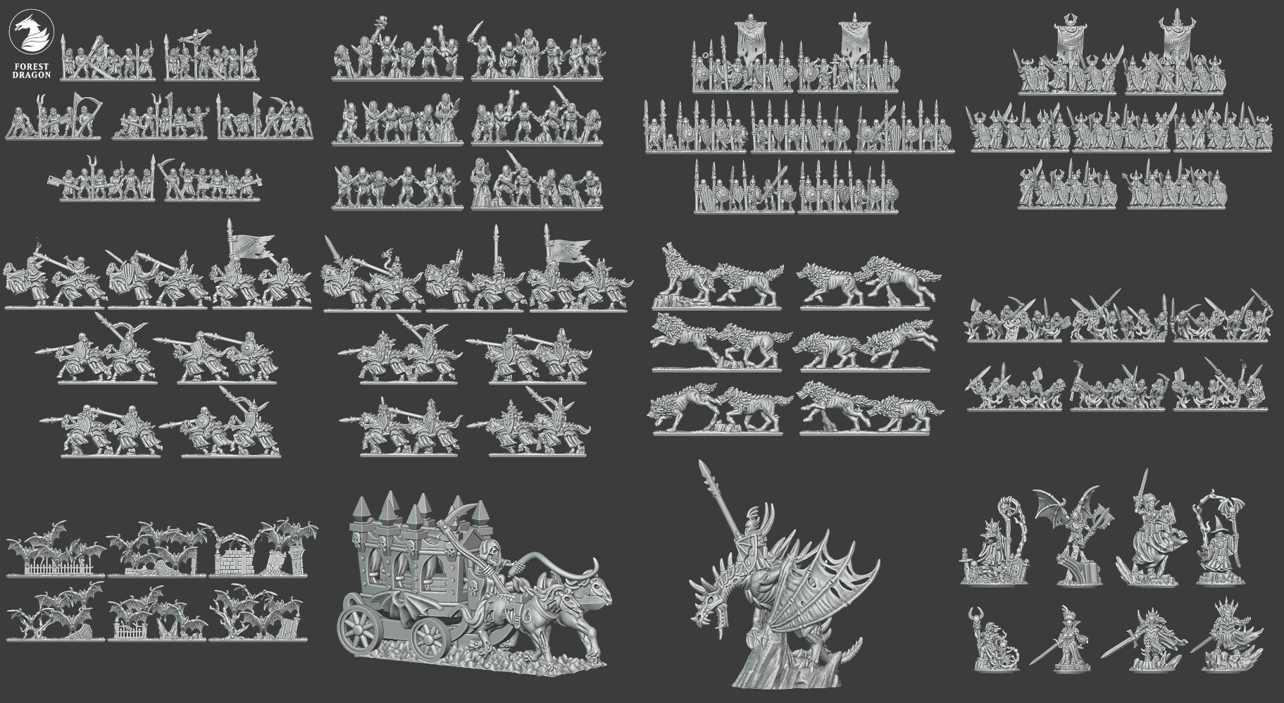2K Vampire Counts Army - 10mm  - Forest Dragon - Warmaster