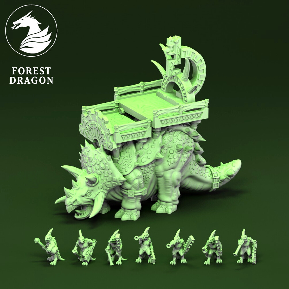 Reptilian Megadon Unit - Lizards - 10mm - Forest Dragon