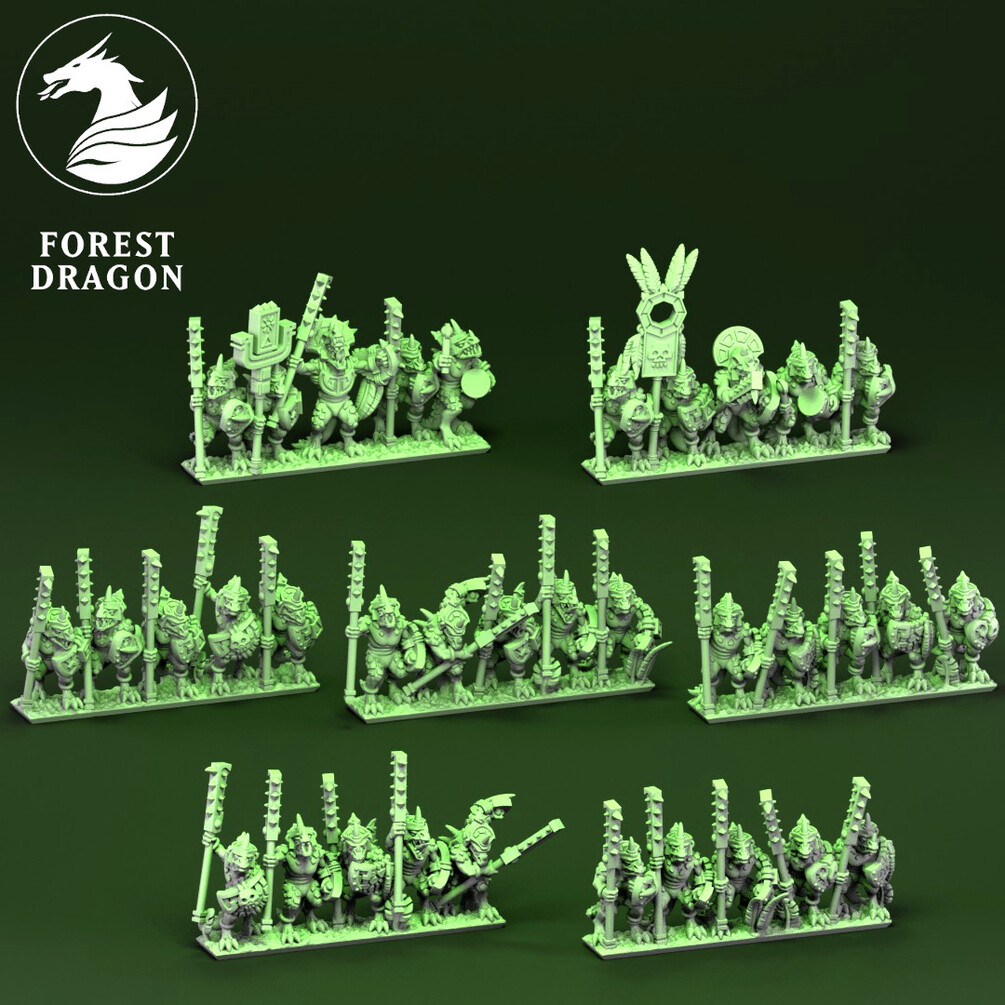 Palace Guard Unit - Lizards - 10mm - Forest Dragon