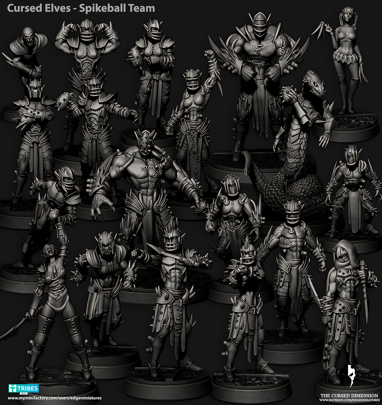 Cursed Elves Bloodbowl Team - Edge Miniatures - 28mm