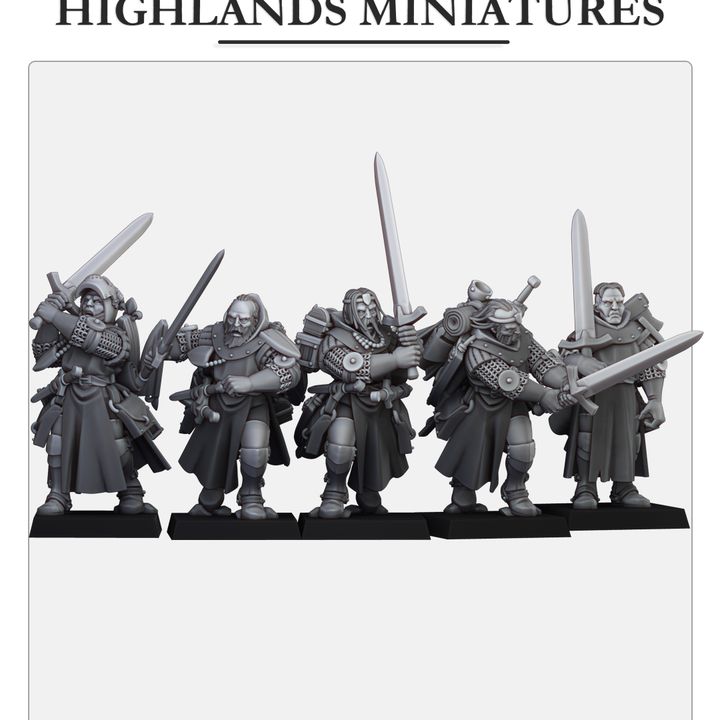 Gallia Dismounted Questing Knights Unit - 25mm to 32mm - Highland Miniatures