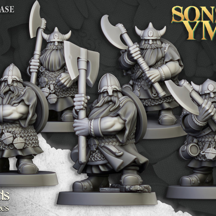 Dwarf Warriors with 2 Handed Weapons- 25mm to 32mm - Sons of YMIR