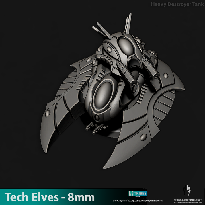 Tech Elves Heavy Destroyer Tanks - 8mm Edge Miniatures