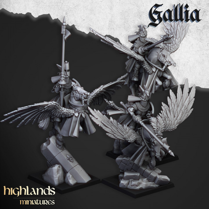Gallia Knights on Pegasus - 25mm to 32mm - Highland Miniatures