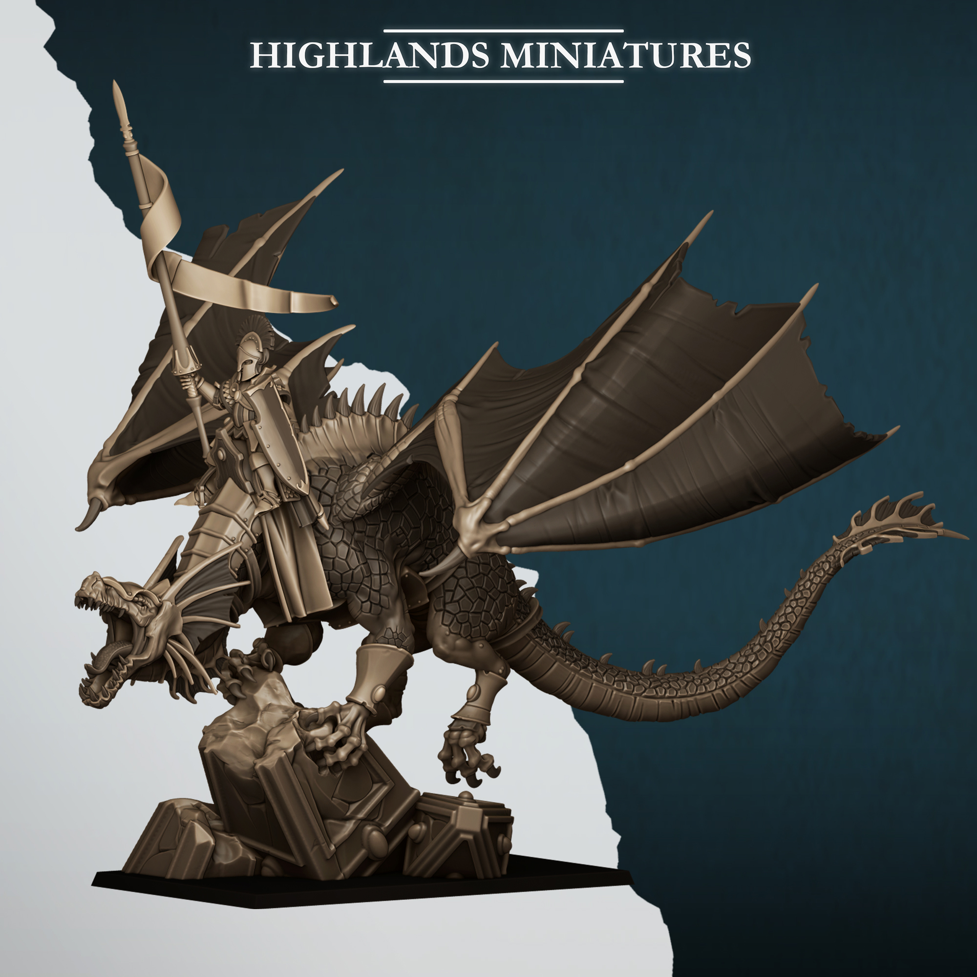 Aegean Dragon with Prince or Wizard- 25mm to 32mm - Highland miniatures