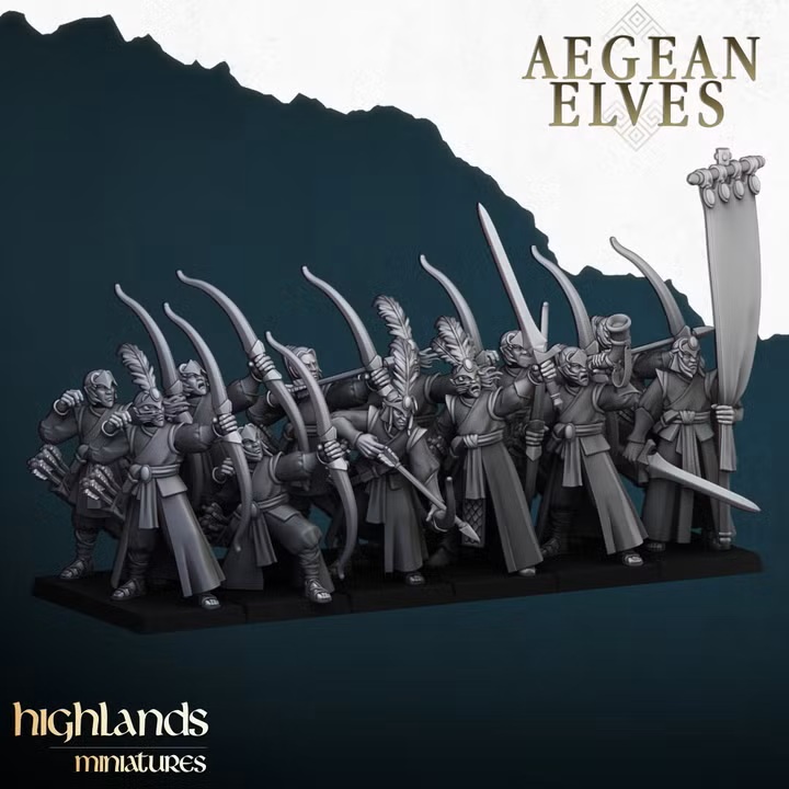 Aegean Elf Bowmen Unit - 25mm to 32mm