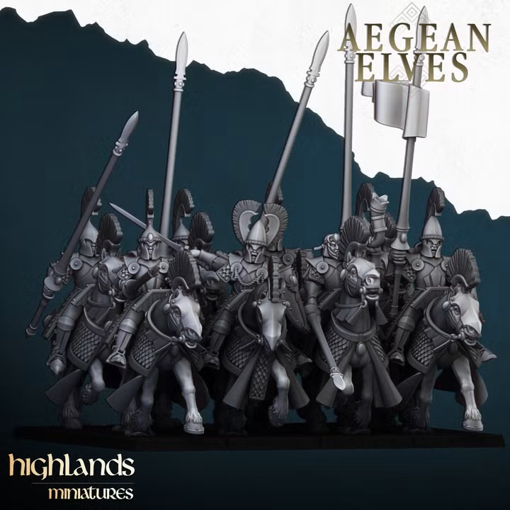 Aegean Elf Mounted Lances - 25mm to 32mm