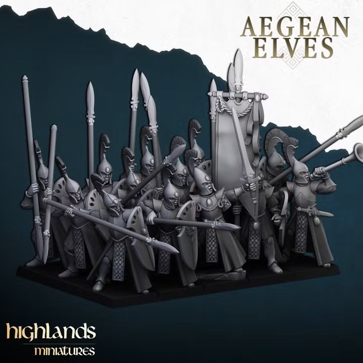 Aegean Elf Spearmen Unit - 25mm to 32mm