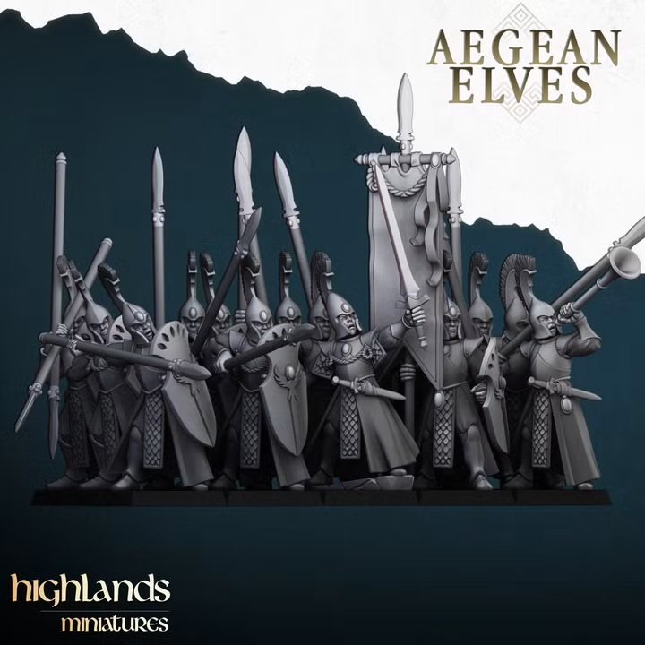 Aegean Elf Spearmen Unit - 25mm to 32mm