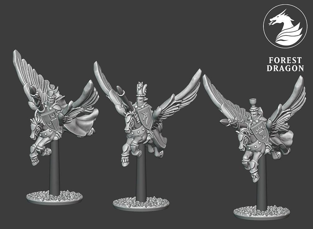 Pegasus Knights Unit - Bretonnians - 10mm - Forest Dragon