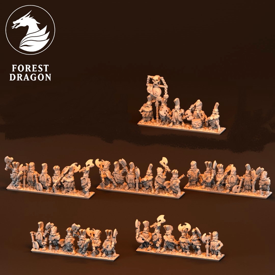 Berserker Unit with Skull Banner - Dwarfs - 10mm - Forest Dragon