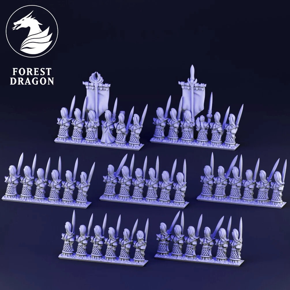 Blademasters Unit - Noble Elfs - 10mm - Forest Dragon