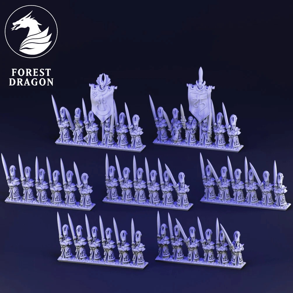 Blademasters Unit - Noble Elfs - 10mm - Forest Dragon