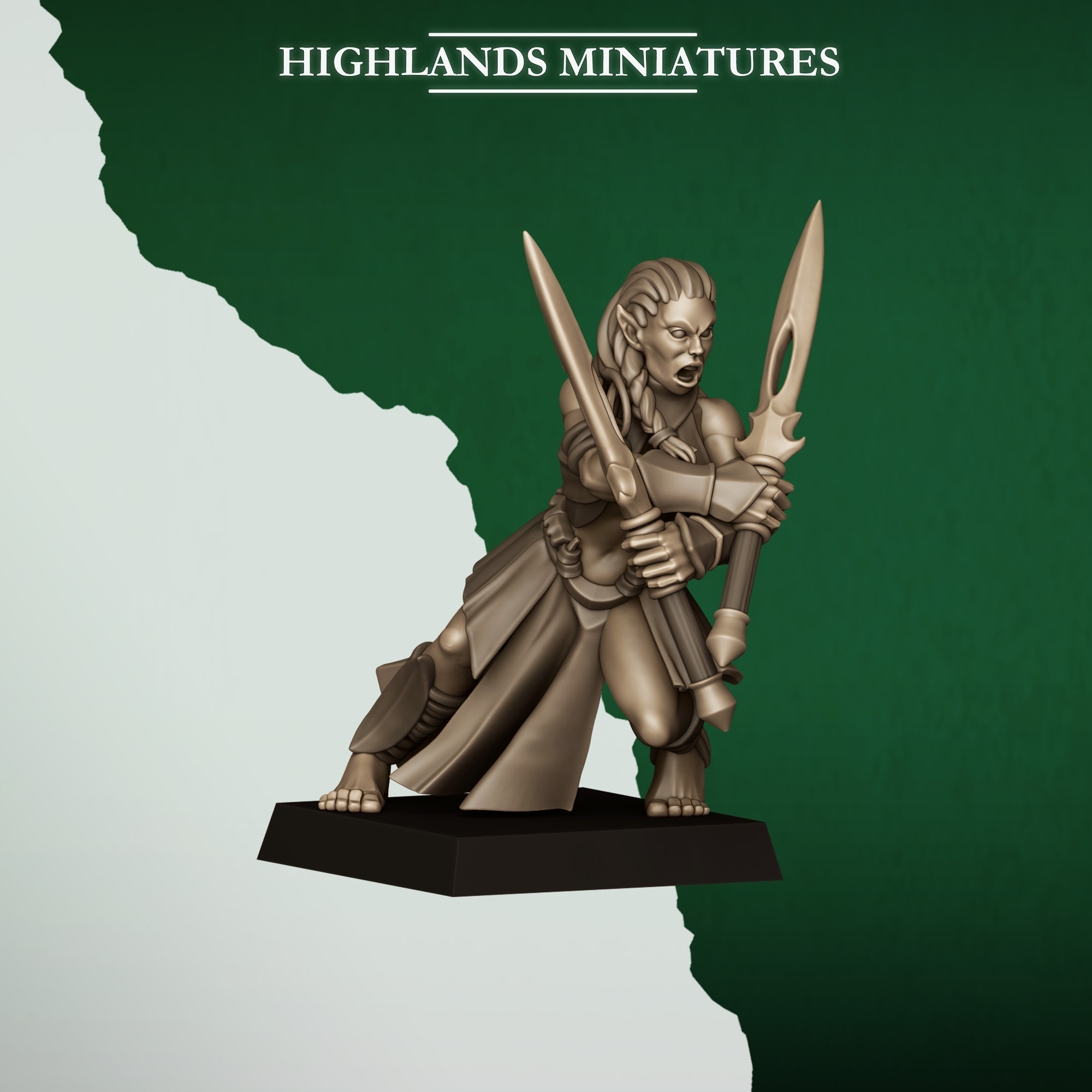 Feral Elf Bladesingers - 25mm to 32mm - Highland Miniatures