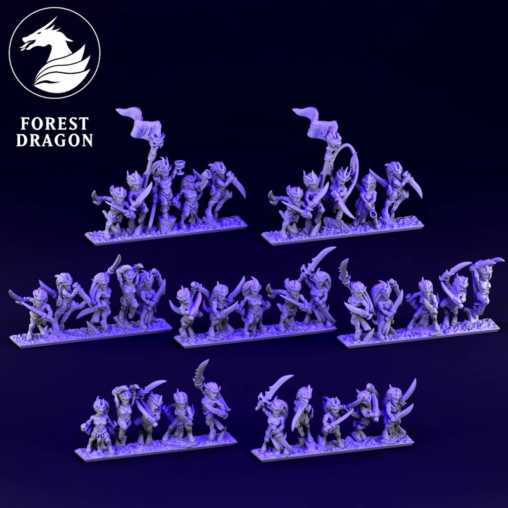 Blood Seekers Unit - Dire Elves - 10mm - Forest Dragon