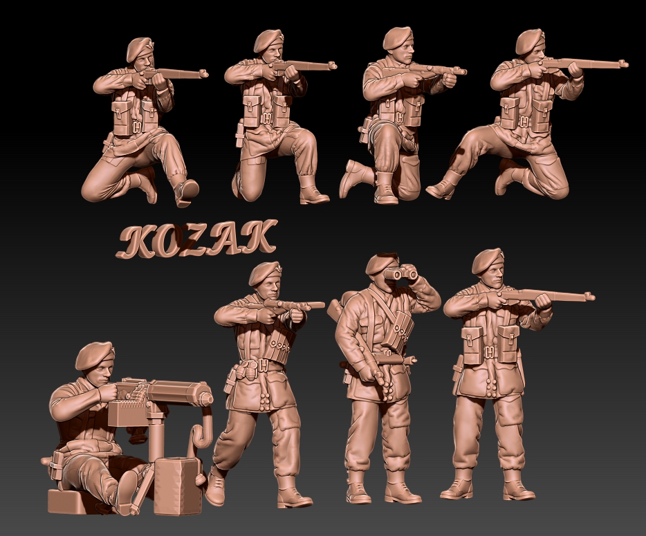 WWII British Paratroopers in Berets Set 1   1/100 to 1/60